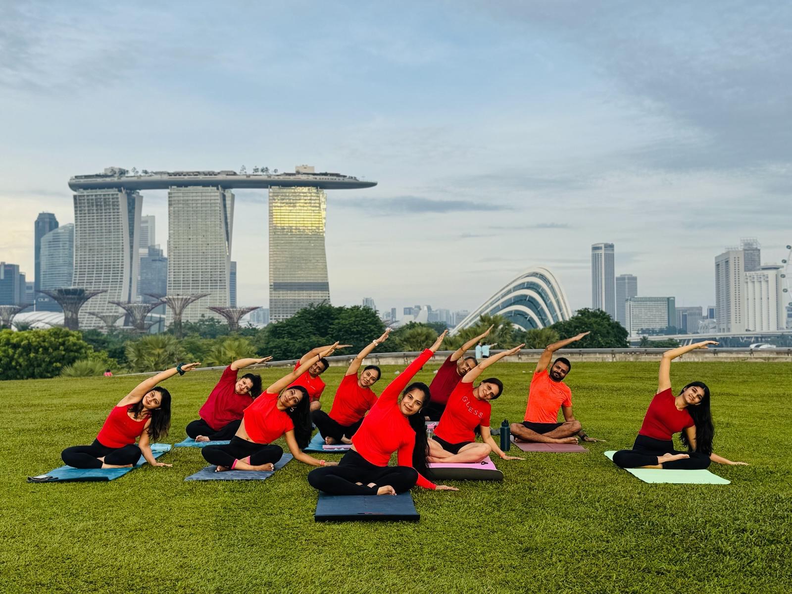 Side stretch with the city skyline