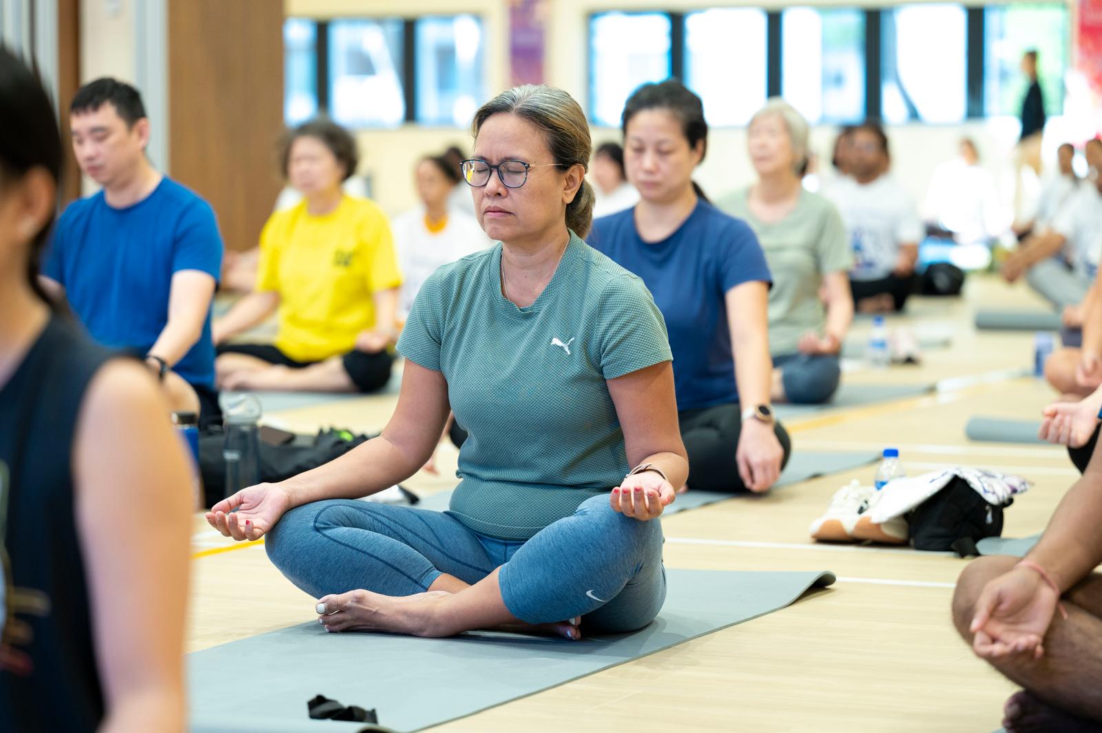 Eyes closed in meditation